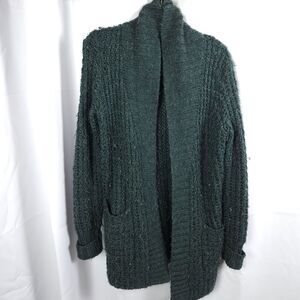 Cynthia Rowley Womens Med  Wool Alpaca Chunky Open Front Shawl Cardigan Sweater